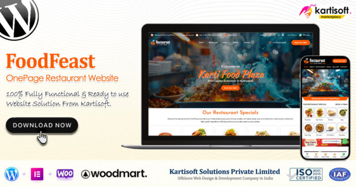 FoodFeat OnePage Restaurant Website Kartisoft Marketplace